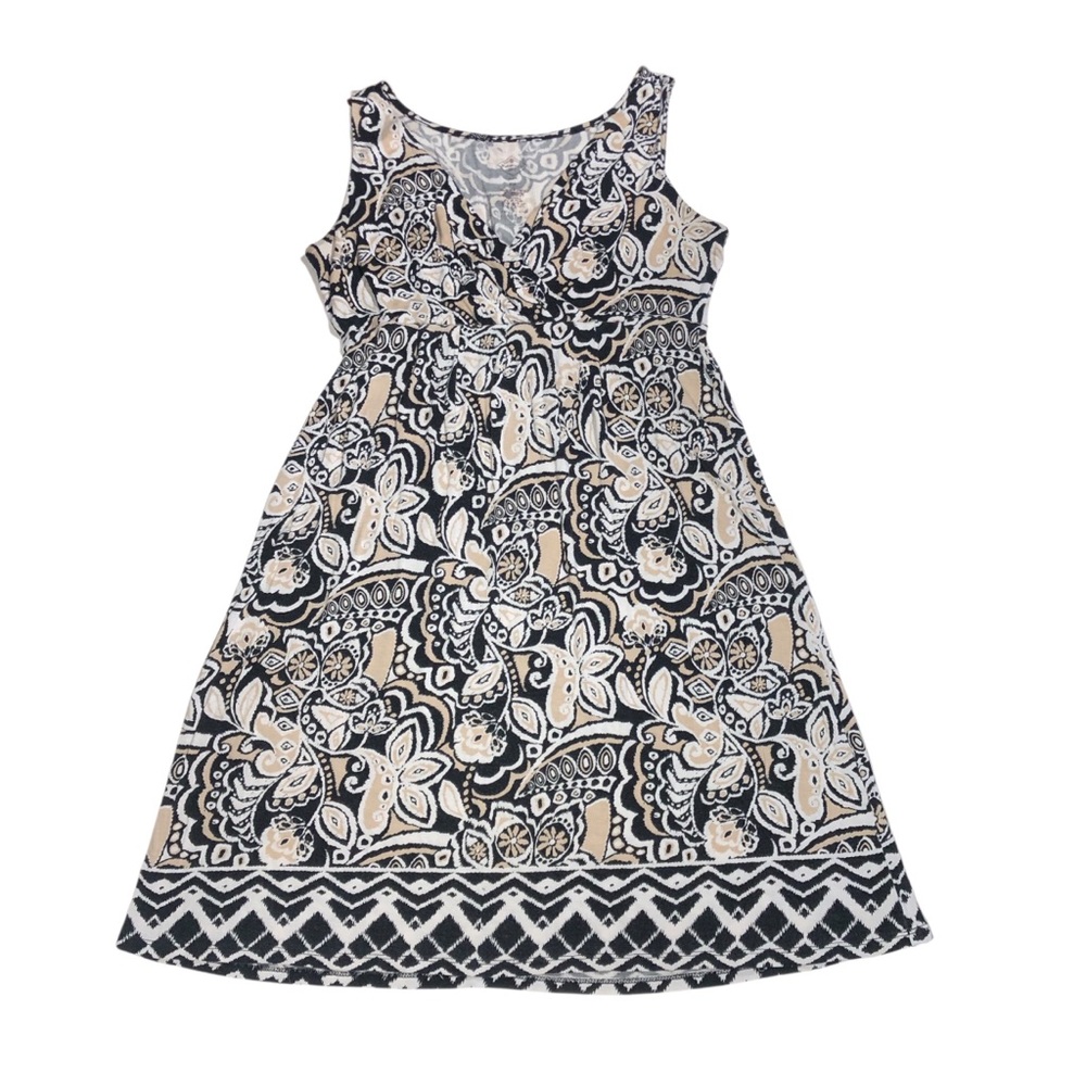 Y2K black and tan floral print sleeveless dress boho festival